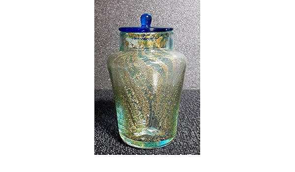 人気ガラス作家【吉本雅塵】作　池袋東武百貨店　【個展出品作品】　金彩ガラス　蓋物 人気ガラス作家【吉本雅塵】作 池袋東武百貨店 【個展出品作品