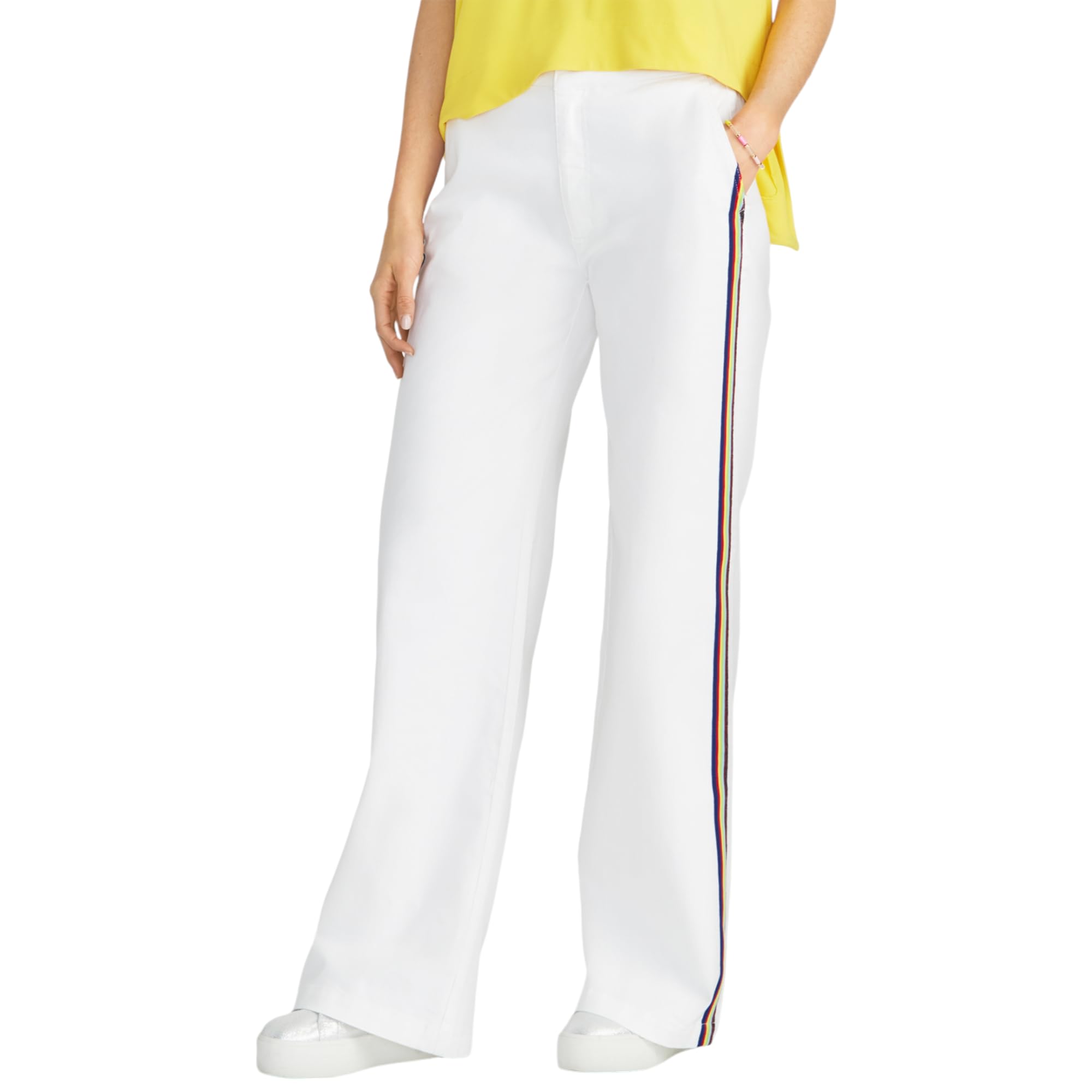 Rachel Roy Womens Kelly Rainbow-Striped Pants White 30