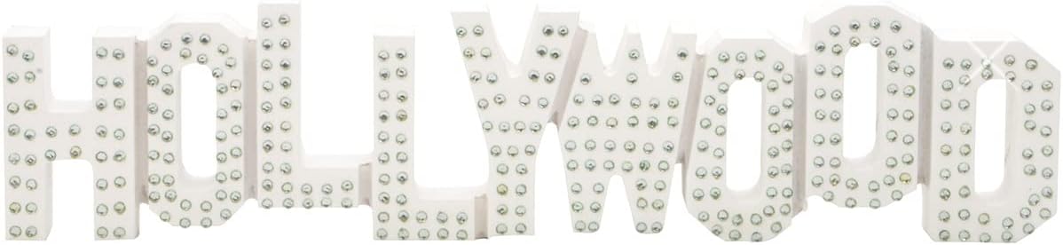 Smith Novelty Hollywood Wooden Replica Sign (12" White with Rhinestones)