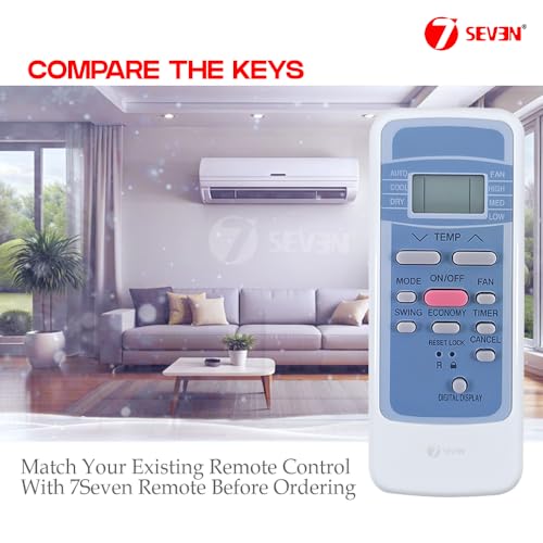 Image of 7SEVEN Compatible with Electrolux AC Remote Control R51K /BGE Model 152A Suitable for 1 1.5 2 Ton Split and Window Air Conditioner - Match Each Key by Key Exactly with Existing AC Remote Function