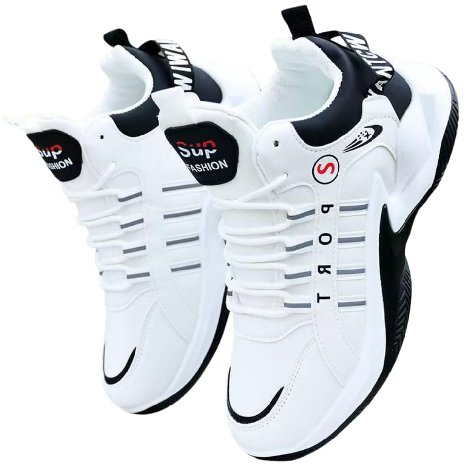 Men's Lace-up Sneakers, Shoes Athletic Shoes, Shock Absorbing and Breathable Shoes for Running Basketball Workout Gym