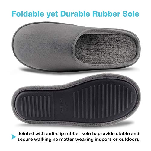 Web&Morden Men's Cozy Slip On House Slippers With Non-Slip Rubber Sole Indoor Grey Size 9-10 #TOP4