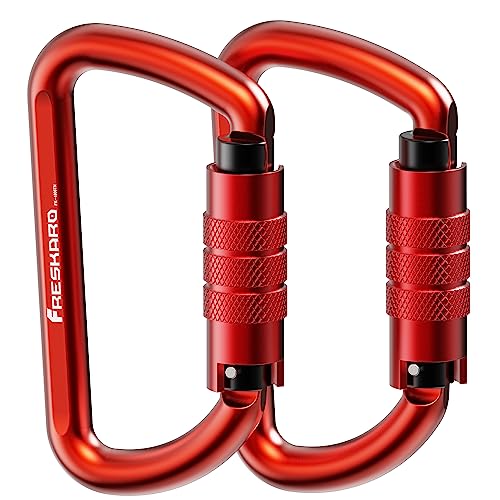 FresKaro 3inch Twist Locking Karabiner-Clips, Gewichtsklasse 1224kg, Auto-Lock Aluminium Karabiner, für Hängematten, Yoga Swing, Camping, Schlüsselbund, Sichere Hunde (Rot)