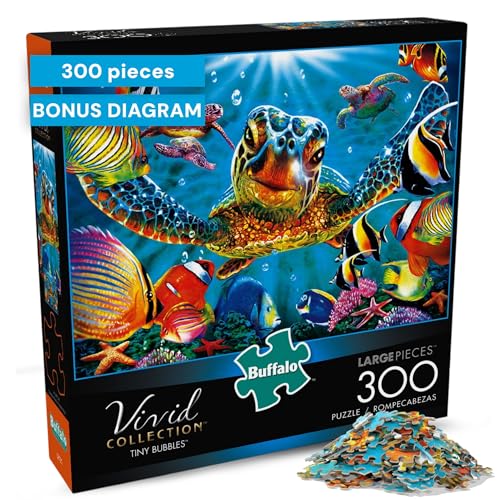 Buffalo Games - Tiny Bubbles - 300 Piece Puzzle for Adults - Oversized, Easy-to-Hold Pieces - Steve Sundram Ocean Scene - Premium Giftable Jigsaw