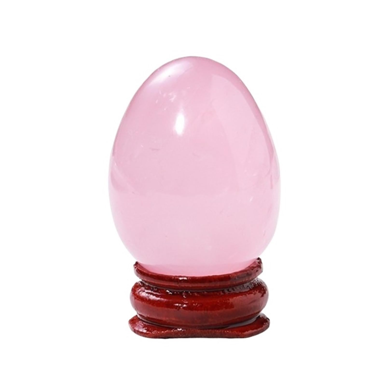 Crystal Ball Ornament Natural Egg Crystal Stone Ball With Wooden Base Ornaments For Home Office Decoration(Pink)