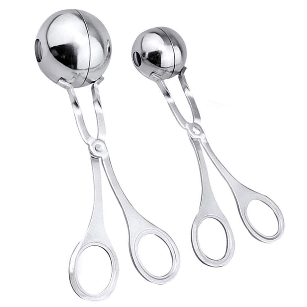 NPYPQ Meat Baller Cookie Dough Scoop Stainless Steel,Meatball Maker,Ball size is 1.4"&1.7",Professional Sphere Mold Ball Maker For Cake or Meat, Kitchen Tool, Small and Large Set of 2 Pack