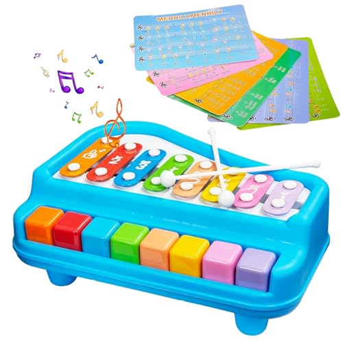 Image of PLUSPOINT Xylophone Toy for Kids 2 in 1 Big Size Keyboard Piano Learning Toys Kids Educational Knock 8 Keys Tone Playing Piano Toy Musical Learning Instruments Toys for Toddler Baby Kids Girls Boys