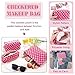 ZLFSRQ 3Pcs Makeup Bag Checkered Cosmetic Bag Set Travel Toiletry Bags for Purse Large Small Makeup Pouch for Women Cute Preppy Pencil Pouch Case Pink Zipper Skincare Bags