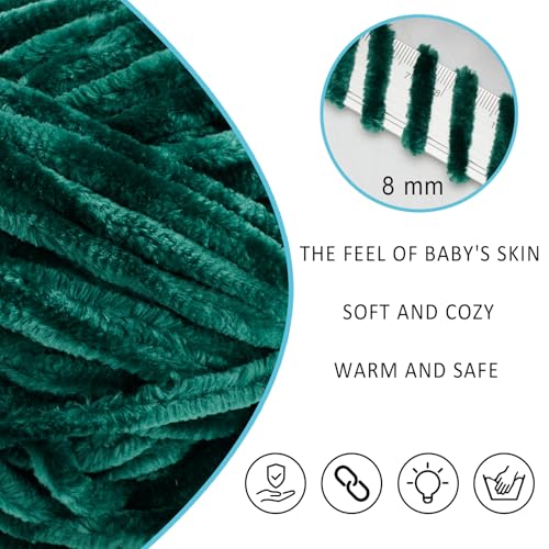Image of Velvet Chenille Chunky Yarn Knit Crochet Fluffy Soft | Plush Texture, Ideal for Weaving, Crafting, Baby Blanket,and Home Decor, 4oz 66yds Skein