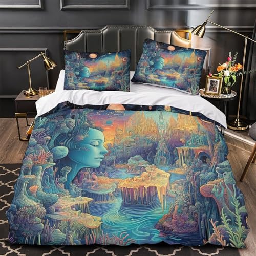 Housse de couette microfibre lavable machine drap de couette imprimé 3D - 2