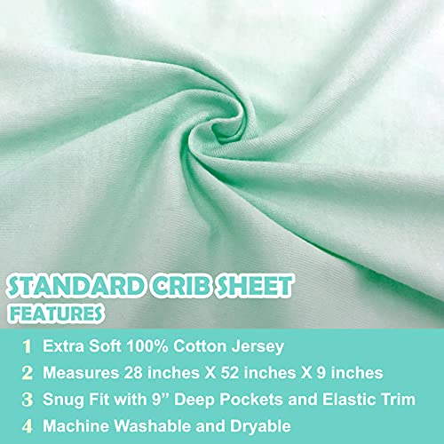 Image of TL Care 100% Natural Cotton Fitted Crib Sheet 52 inch x 28 inch - Soft, Breathable, Hypoallergenic & Gentle Toddler Bed Sheet, Fair Aqua, Neutral for Boys & Girls
