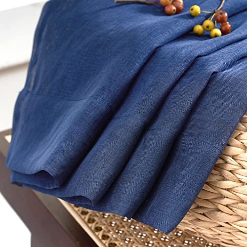 Image of MYSTIC-HOME Sheer Curtains 63 Inch Length 2 Panels Navy Blue, Rod Pocket Voile Drapes for Living Room, Bedroom, Window Treatments Semi Crinkle Curtain Panels for Yard, Patio, Villa, Parlor, 52 inchx 63 inch.
