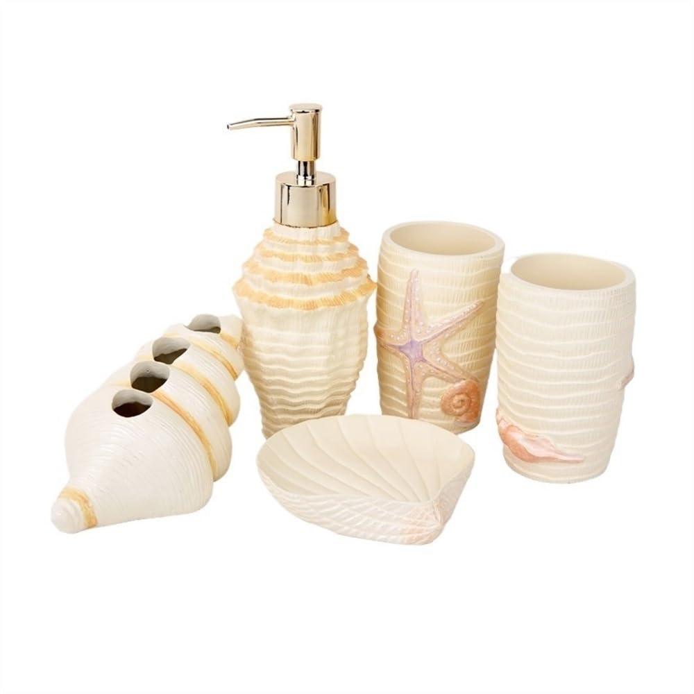 Cyairong-22 One Color Soap Dispenser Bathroom Resin Soap Dispenser Creative 5 Piece Wash Kit Mouthwash Cup Supplies