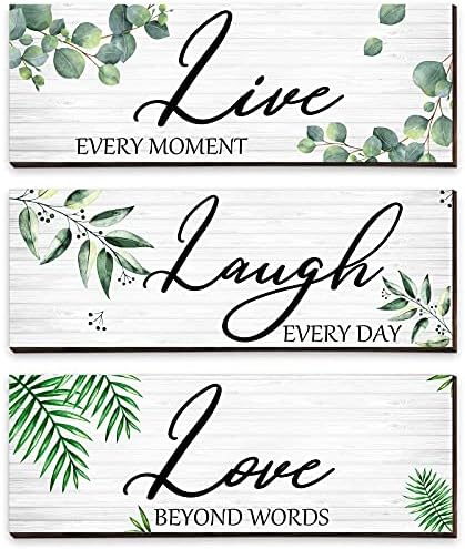 3 Pieces Live Laugh Love Wooden Signs, Eucalyptus Leaves, Green Leaf Botanical Sign, Hanging Wooden Plaque, Family Quotes, Rustic Wall Decor for Home 3 Pieces Live Laugh Love Wooden Signs, Eucalyptus Leaves, Green Leaf Botanical Sign, Hanging Wooden Plaque, Family Quotes, Rustic Wall Decor for Home