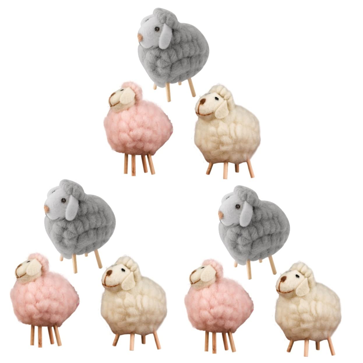 Abaodam 9 Pcs Home Accessories Desk Topper Sheep Farm Felt Desk Decorations Little Folk Visuals Felt Stars Felt Animals Felt Toys Wool Sheep Figurines Soft Toy Wool Felt Mini Small Animals
