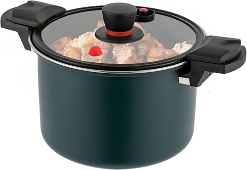 Olla a presión de acero inoxidable de 7L7.4 cuartos de galón, olla de enlatado de 10.2 pulgadas con tapa visual y mango de doble cara, olla de sopa