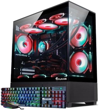 HAJAAN SuperX Gaming PC | Liquid Cooled | GeForce RTX 3080 10GB | AMD Ryzen 5 5600G | 32GB DDR4 | 1TB SSD | Windows 11 Pro | WiFi | Bluetooth – Black