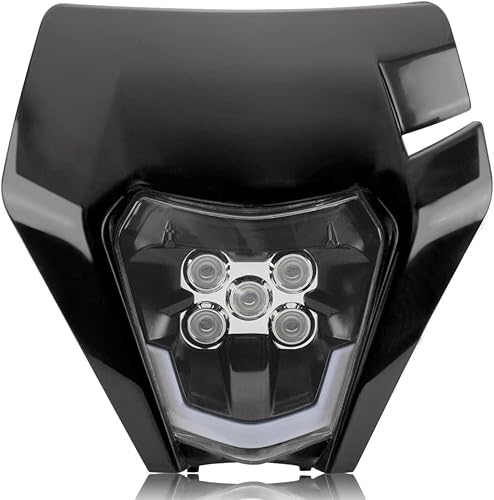 HAZAWA Kit de faros delanteros LED para motocross, montaje de luz de enduro, color negro, universal, compatible con KTM Suzuki Yamaha, la mayoría de
