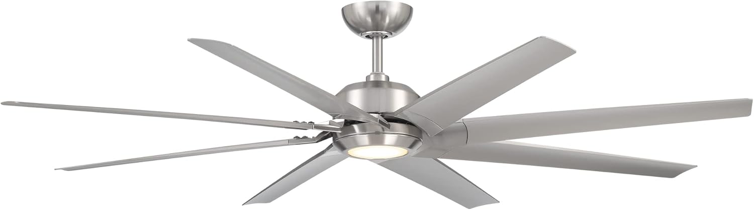 Modern Forms Roboto XL Indoor and Outdoor 8-Blade 70in Smart Ceiling Fan in Brushed Nickel with 3000K LED Light Kit and Remote Control works with Alexa and iOS or Android App