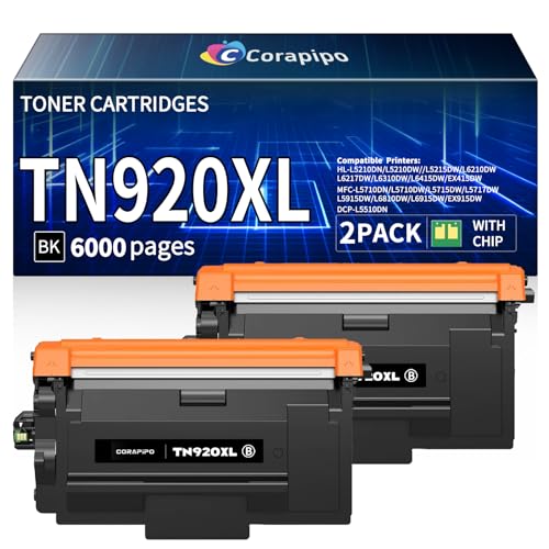 Image of TN920XL TN920 High Yield Toner Cartridge HL-L6210DW Compatible for TN920 TN-920XL 920XL with HL-L6210DW HL-L5210DW MFC-L5915DW HL-L6310DW HL-L6210DWT HL-L5210DWT Printers 2 Pack