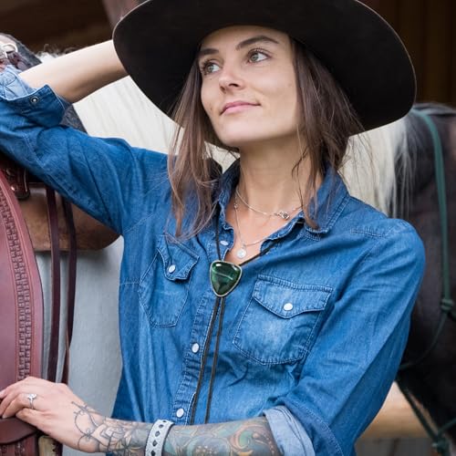 Image of Bolo Tie for Men Women Cowboy Turquoise Celtic Natural Tiger Eye Stone Longhorn Bull Western Leather Bolo Necktie