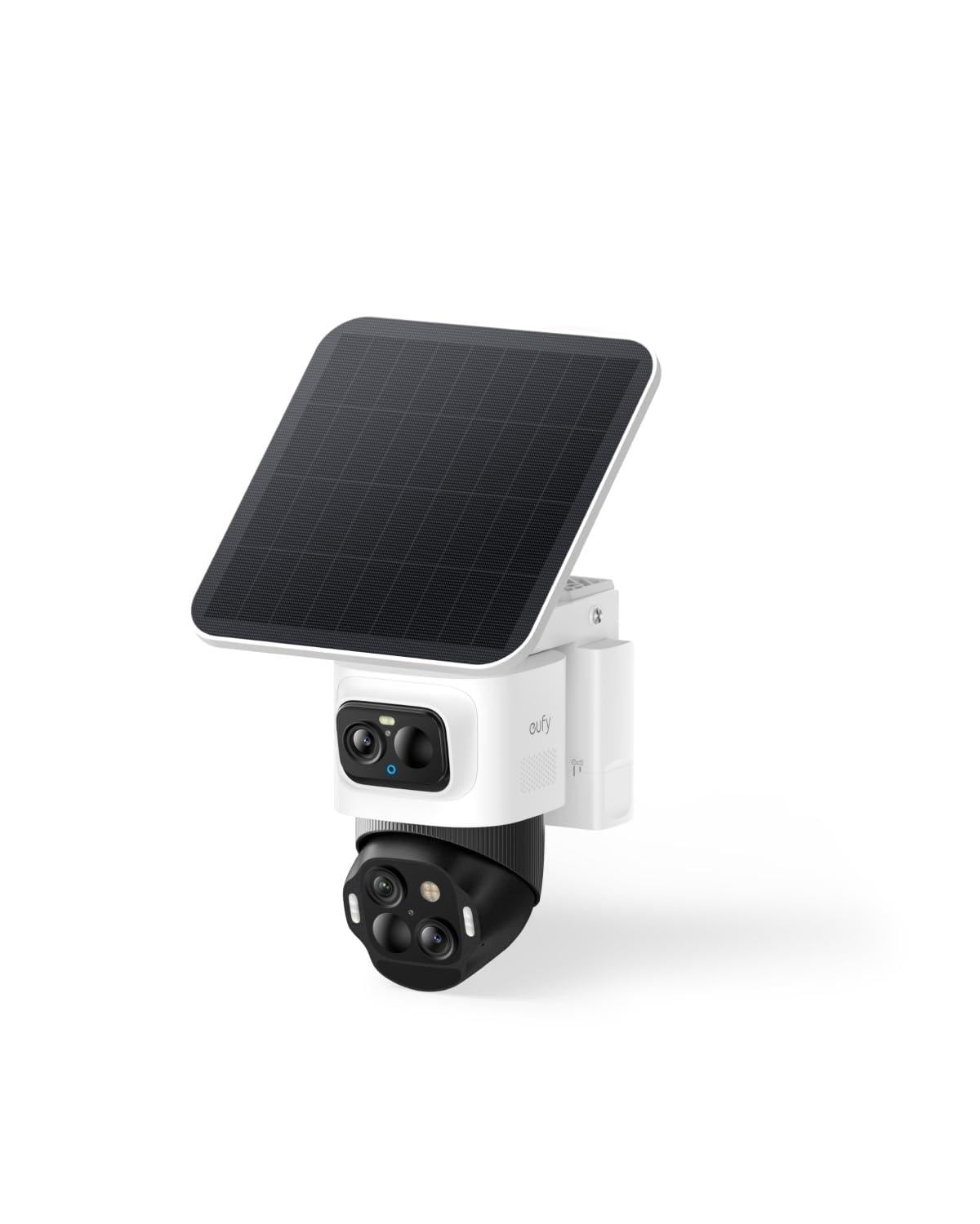 eufy Security eufyCam S4, kabellose Solar‑Outdoor‑Überwachungskamera, 3‑Linsen Bullet‑PTZ‑Kamera, 4K UHD, 360° Multi‑Kamera‑Auto‑Tracking, 8× Hybridzoom, Farbnachtsicht, kompatibel mit HomeBase S380