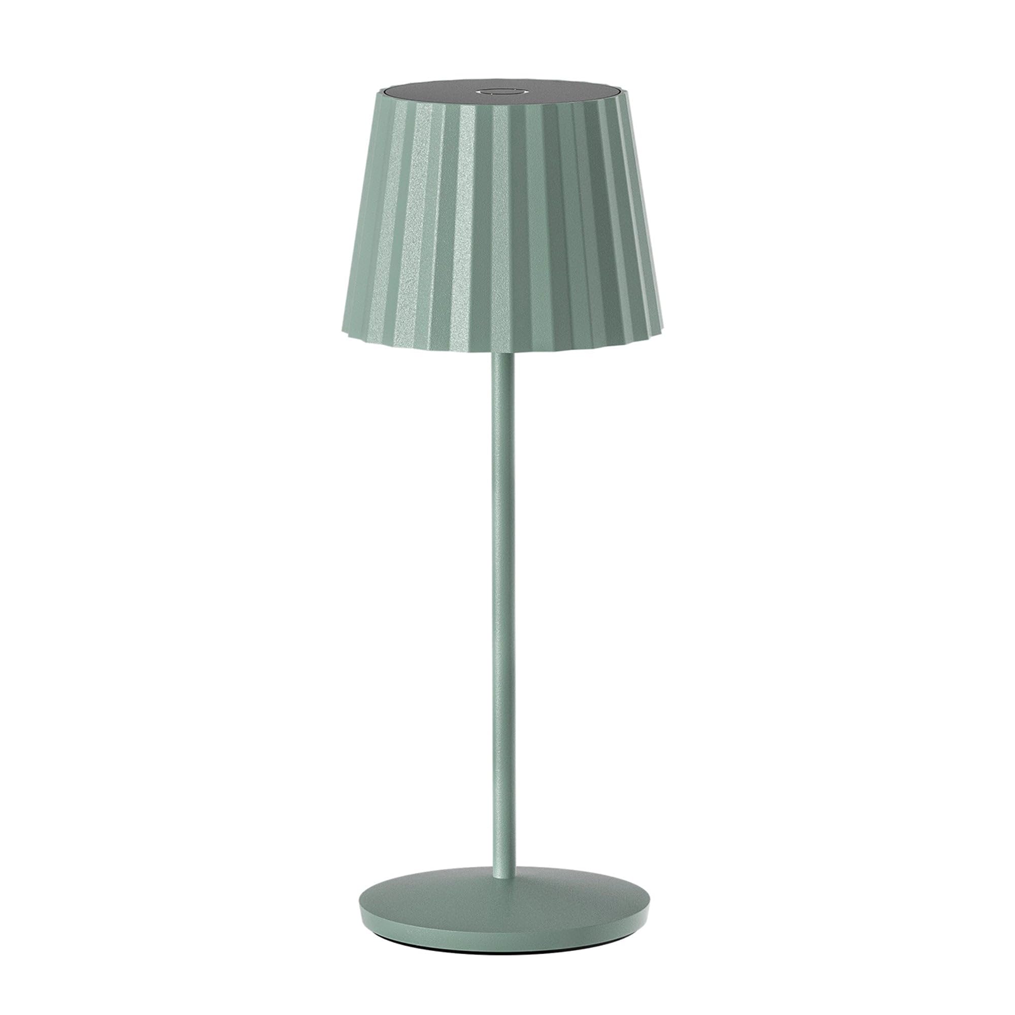 Lámpara de mesa táctil inalámbrica de aluminio verde LED ABBY OLIVE blanco regulable H29cm