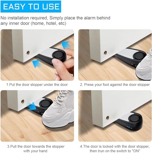 Alarm Türstopper - Tragbarer Sicherheitsalarm, 130dB Laut, Eingangswarnung für Reise, Haus, Wohnung - Wohnalarm
