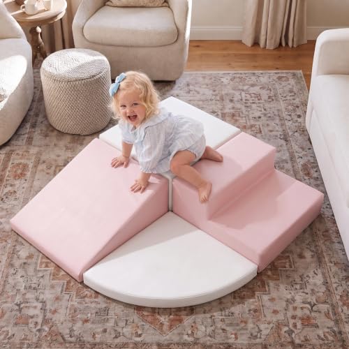 Image of little dove PU Leather 4-Piece Foam Climbing Blocks for Toddlers 1-3