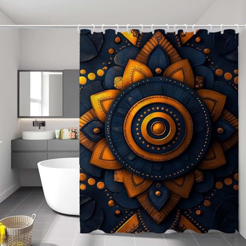 Rideau de baignoire en tissu polyester premium motif fleurs - 2