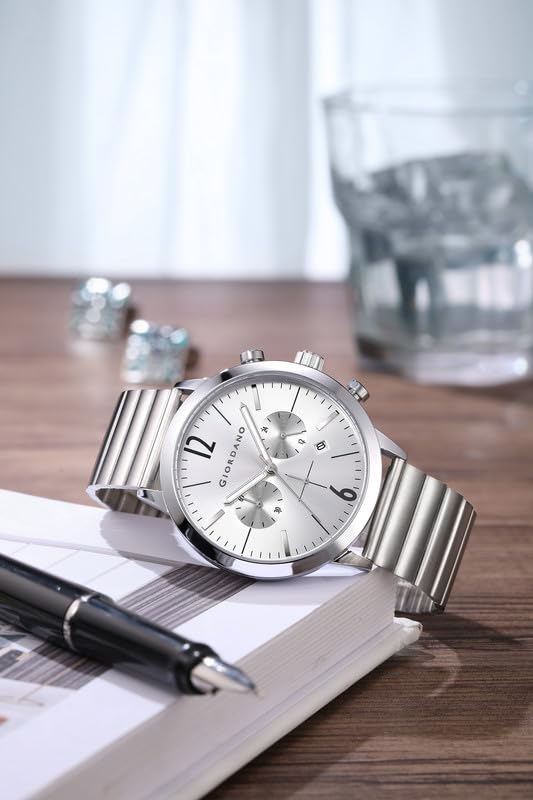 Image of Giordano Analog Chronograph Watch for Men - Round Dial, Date Display Function, Quartz Movement, Water Resistant, Stainless Steel Case & Strap - GZ-50153