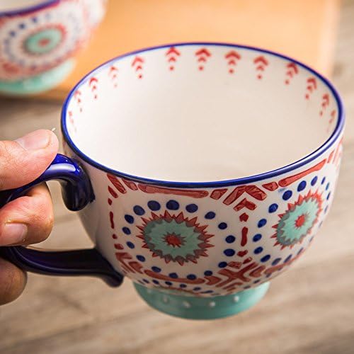Miniatura 3 de CHOOLD Elegante taza de café grande de cerámica pintada a mano con patrón floral para té, leche, cereales para cocina, regalos de San Valentín, 14