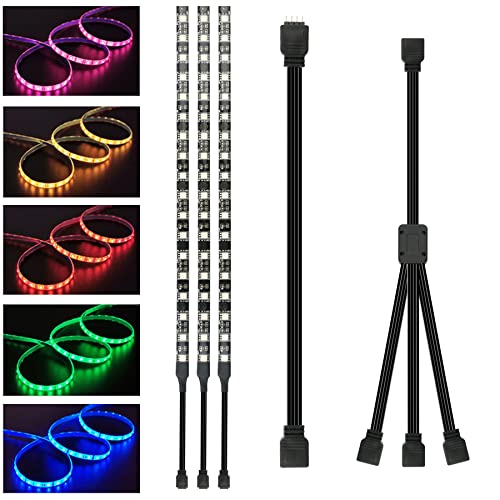 3X RGB LED Strip Lights 54 LEDs for PC 5050 Magnetic Computer Case LED Light Strips for M/B with 12v 4pin RGB Header Compatible with Asus Aura, Asrock RGB Led, Gigabyte RGB Fusion, MSI Mystic Light