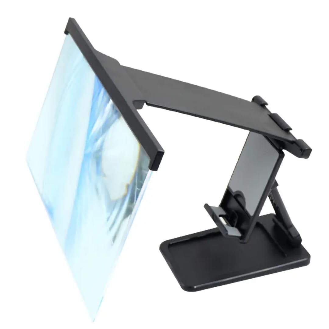 12" mobile screen magnifier for smartphones – 3d hd screen amplifier with foldable stand, anti-blue light & eye protection – portable phone screen enlarger for movies, videos & reading