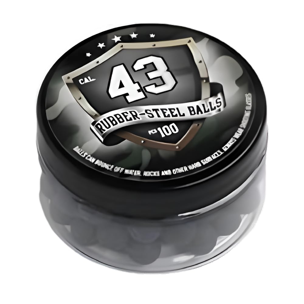 100 x Premium Hard Mix Rubber Steel Balls Paintballs Reballs 43 Cal. M2 TMP1 T4E RAM