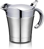 16Oz Stainless Steel Gravy Boat - Double Insulated with Hinged Lid