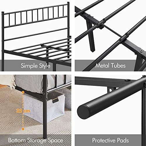 Yaheetech Double 4ft6 Metal Bed Frame with Headboard and Footboard, Black Bed Frame Double Bed for Adults Teenagers, Fits for 135x190cm Mattress
