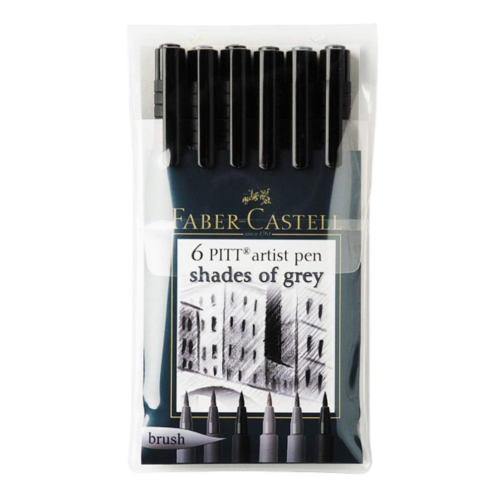 Faber-Castell Pitt Artist Pen Set Of 6 Pitt Pens Black (XS,S,F,M,B,C)