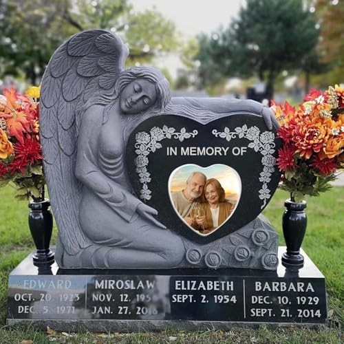 Image of Heart Porcelain Photo Memorial Garden Stones, Headstones for Graves, Waterproof Outdoor Picture, Photo Plaques for Cemetery, Custom Cameo Insert, Ceramic Picture for Gravestones Grave Markers