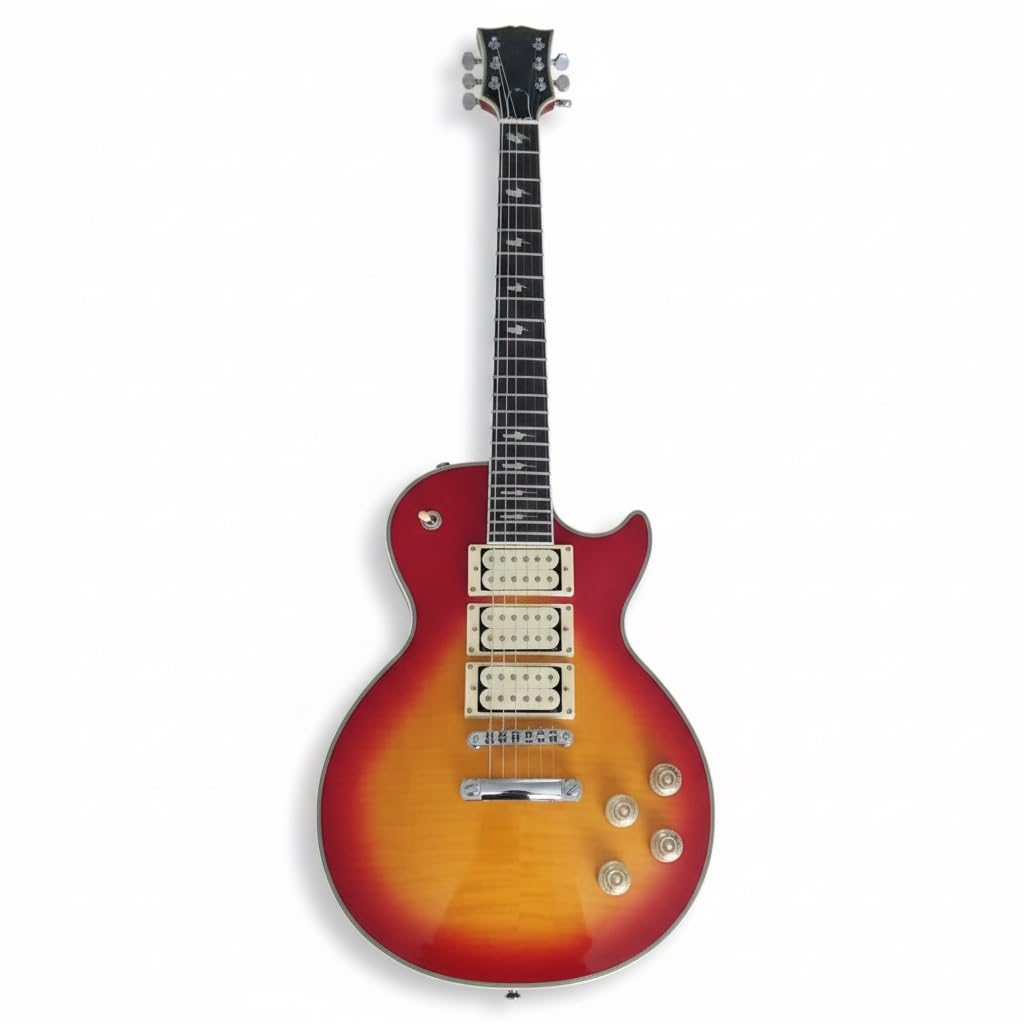 Guitare électrique simple pan coupé avec incrustations éclair