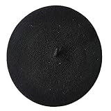 Material: lana San Bodhi® Mujeres llanura francesa boina lana caliente invierno otoño niñas moda sombreros, Negro, Talla única