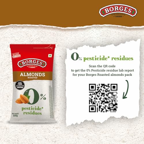 Image of Borges ZPR Almonds - Roasted with Skin 500 gm | Zero Pesticide |Premium Spanish Variety | Crunchy & Rich Flavour