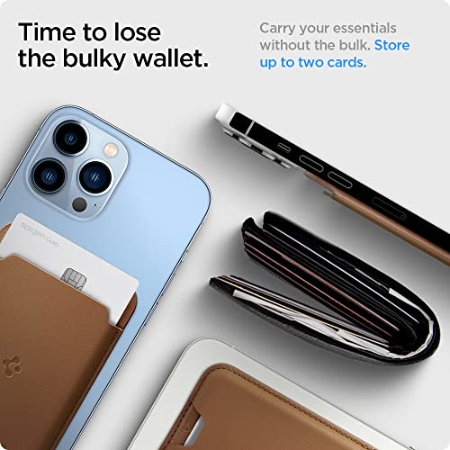 Image of Spigen Valentinus (MagFit) Magnetic Wallet Card Holder - MagSafe Compatible with iPhone 14, 13, 12 - Brown