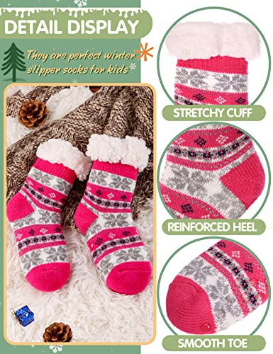Image of MOGGEI Girls Slipper Fuzzy Socks Kids Boys Fluffy Fleece Lined Warm Plush Sherpa Winter Child Home Socks