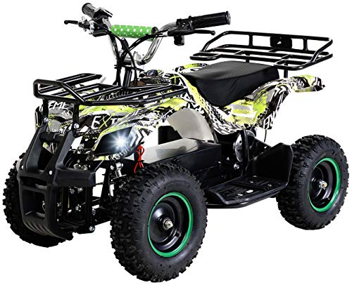 Actionbikes Motors Kinder Elektro Miniquad ATV Torino 500 Watt 36 Volt - Scheibenbremsen - Safety Touch System Fußschalter (Grün Polo)