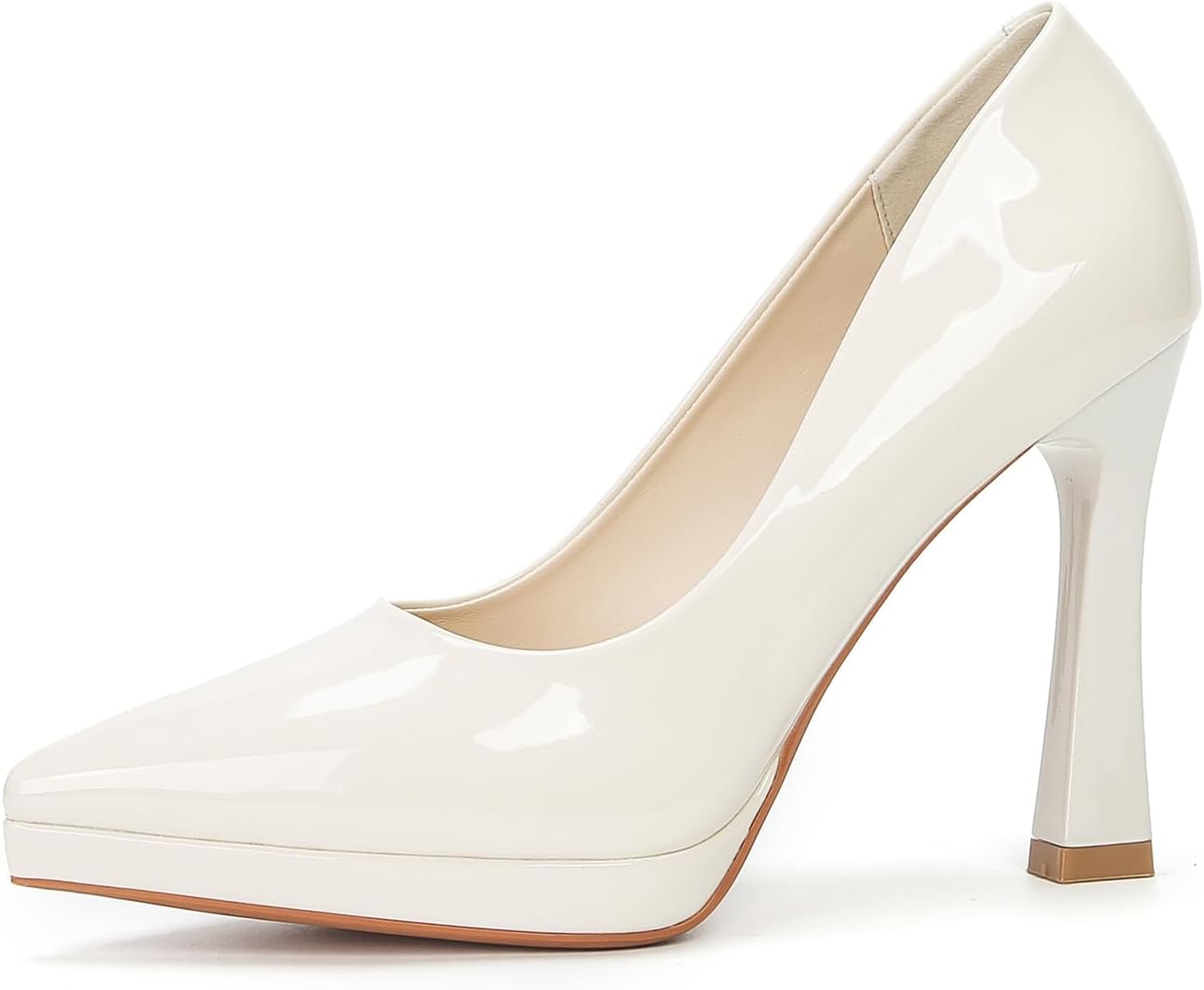 Women's Patent Leather Platform Stiletto Pumps Sexy Closed Pointed Toe Slip On Comfortable High Heels Sandals for Party Wedding Date Office Dress Shoes