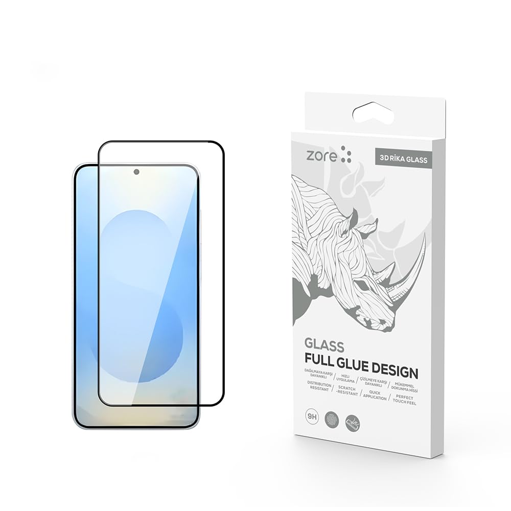 Zore Galaxy ile uyumlu S25 Rika Premium Temperli Cam Ekran Koruyucu Siyah