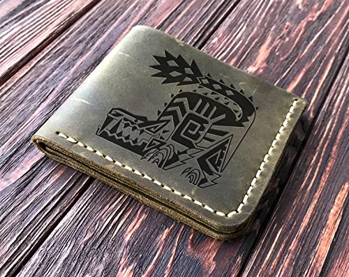 Odogaron MHW Wallet Mens, Christmas Gift for Him, MHW Personalized Mens Leather Wallet, Gamer Gift, Custom Leather Wallet Handmade Husband Gift Boyfriend Gift, Geek Gift s394