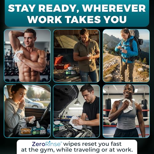 Image of Travel Body Wipes Individually Wrapped for Men - No Rinse Gym Wipes - 20 Ct