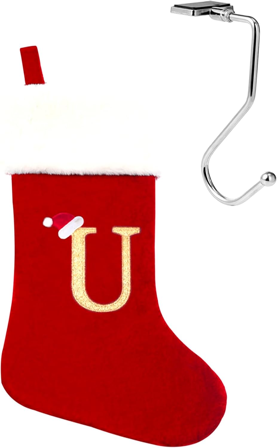 infleesh 20 Inches Monogrammed Red Christmas Stockings Holder with Letters,Super